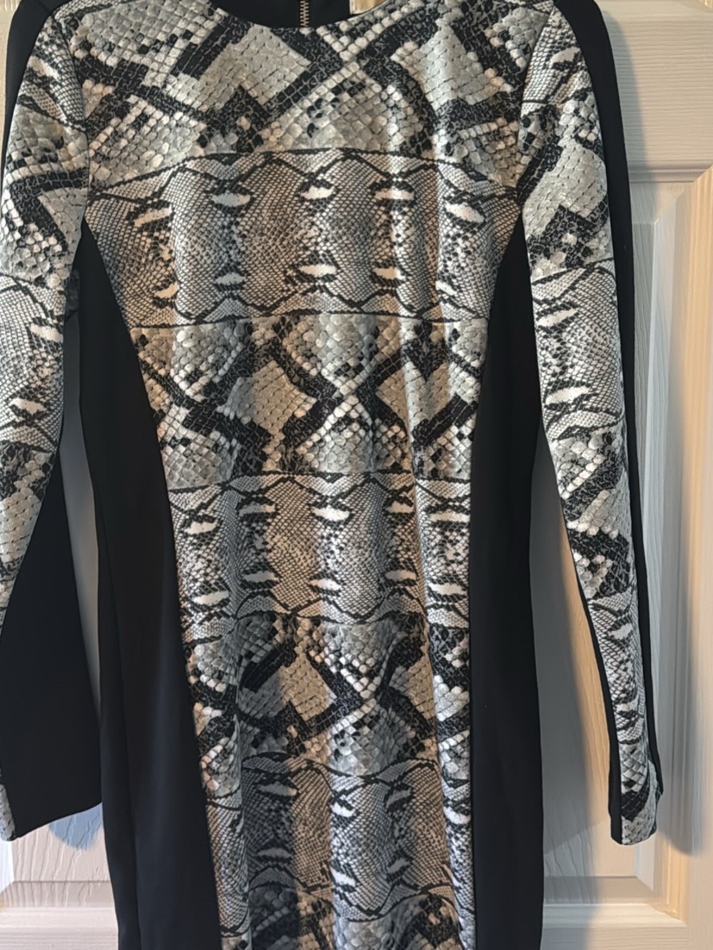 Michael Kors Black and White Snake-Print Sheath
